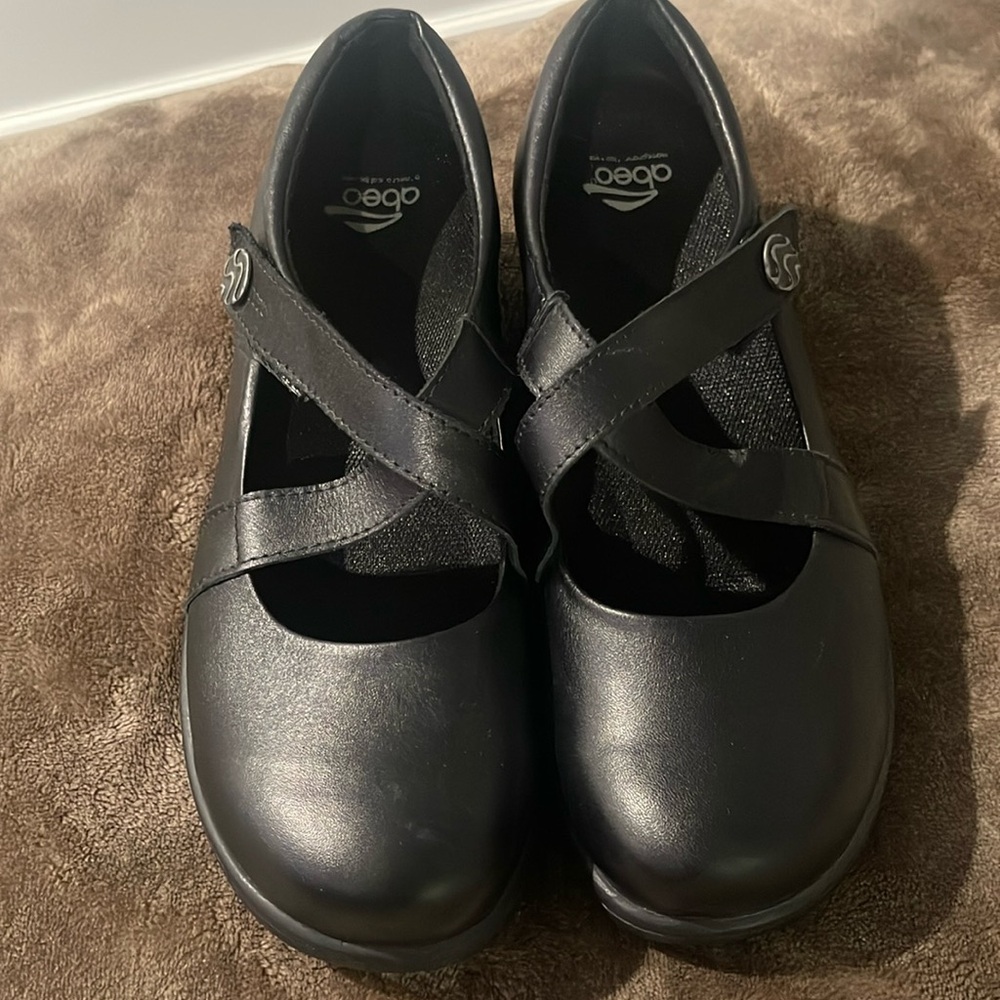 abeo Kuta Beth Mary Jane Slip Resistant Black Women 8.5 Wedge Comfort Shoe READ